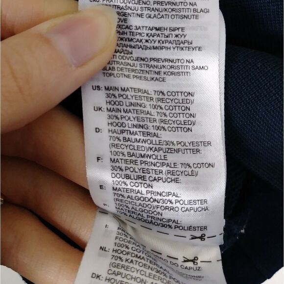 Adidas Navy & White Striped Hoodie w/Pocket - Picture 6 of 6